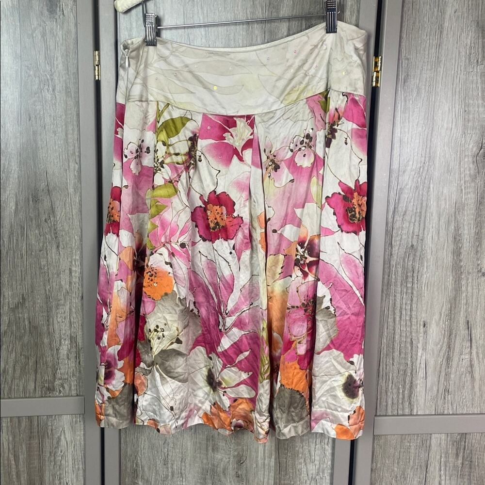 Adrianna Papell Sequin Floral A-Line Skirt Women's 12 - Picture 5 of 12